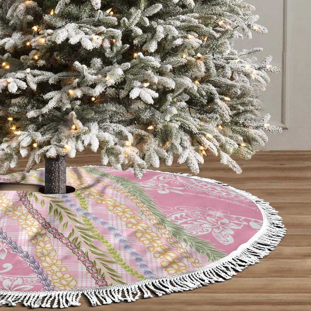 Pink Palaka Hawaii Leis Tree Skirt Hawaiian-plaid Elegant Tropical Vibes - Polynesian Pride