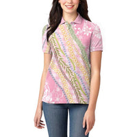 Pink Palaka Hawaii Leis Women Polo Shirt Hawaiian-plaid Elegant Tropical Vibes - Polynesian Pride