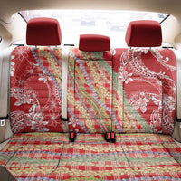 Red Palaka Hawaii Leis Back Car Seat Cover Hawaiian-plaid Elegant Tropical Vibes - Polynesian Pride