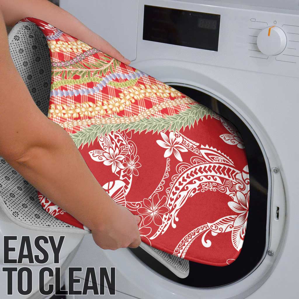 Red Palaka Hawaii Leis Bathroom Set Hawaiian-plaid Elegant Tropical Vibes - Polynesian Pride