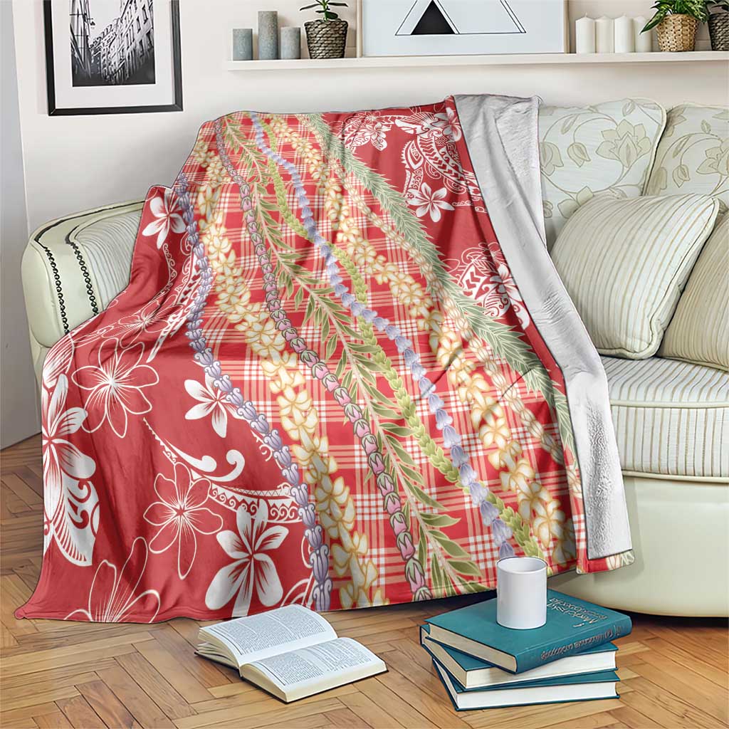 Red Palaka Hawaii Leis Blanket Hawaiian-plaid Elegant Tropical Vibes - Polynesian Pride