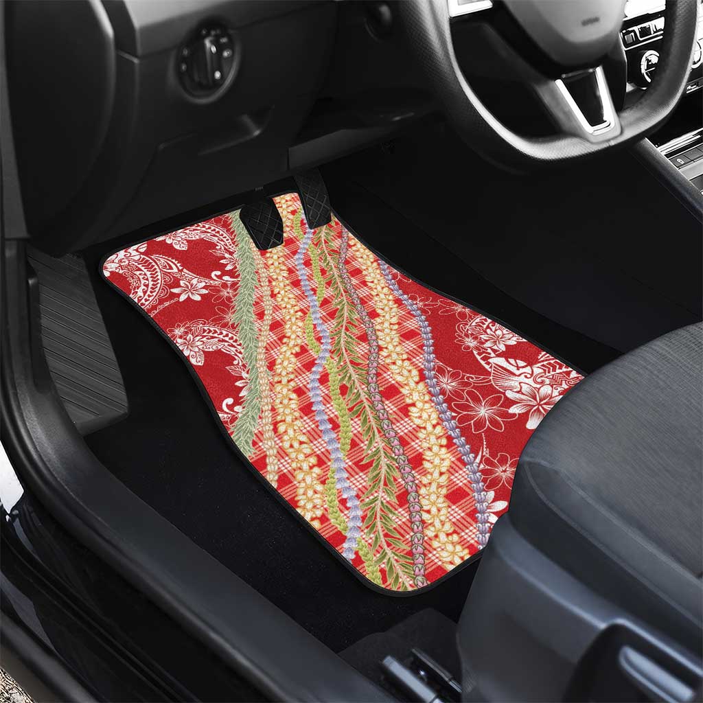 Red Palaka Hawaii Leis Car Mats Hawaiian-plaid Elegant Tropical Vibes - Polynesian Pride