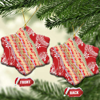 Red Palaka Hawaii Leis Ceramic Ornament Hawaiian-plaid Elegant Tropical Vibes - Polynesian Pride
