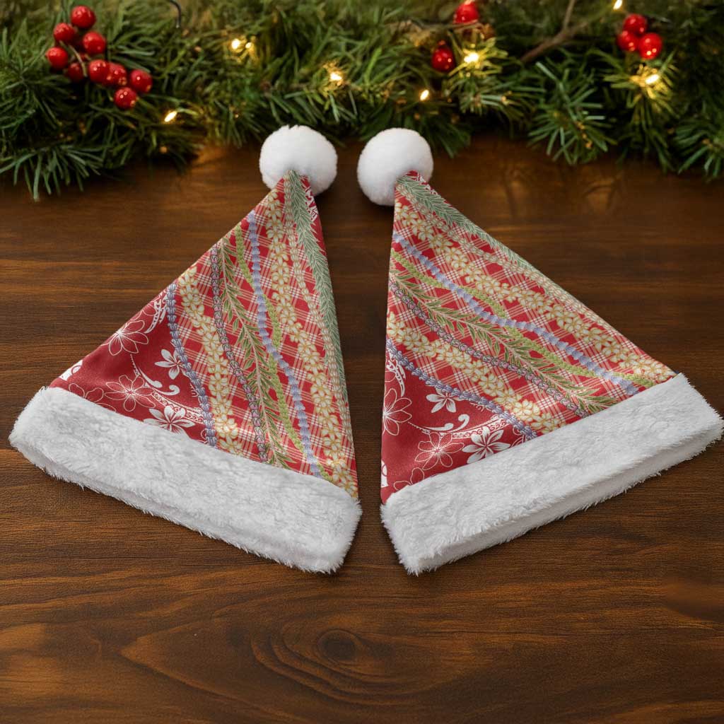 Red Palaka Hawaii Leis Christmas Santa Hat Hawaiian-plaid Elegant Tropical Vibes - Polynesian Pride