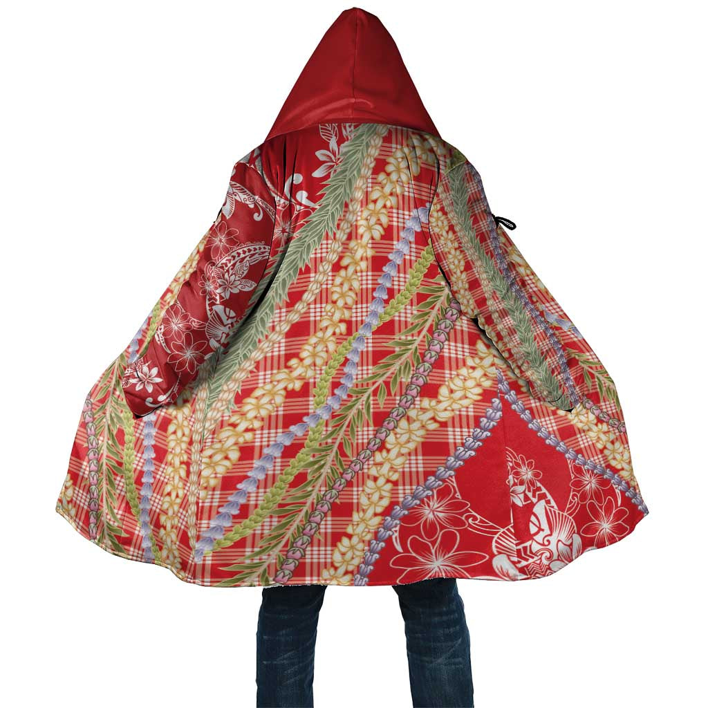 Red Palaka Hawaii Leis Cloak Hawaiian-plaid Elegant Tropical Vibes - Polynesian Pride