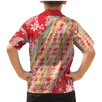 Red Palaka Hawaii Leis Family Matching Mermaid Dress and Hawaiian Shirt Hawaiian-plaid Elegant Tropical Vibes - Polynesian Pride