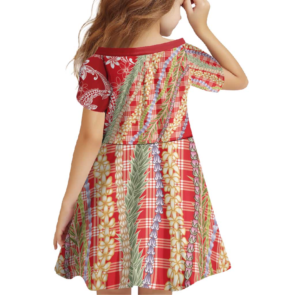 Red Palaka Hawaii Leis Family Matching Off Shoulder Maxi Dress and Hawaiian Shirt Hawaiian-plaid Elegant Tropical Vibes - Polynesian Pride