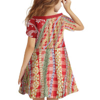 Red Palaka Hawaii Leis Family Matching Off Shoulder Maxi Dress and Hawaiian Shirt Hawaiian-plaid Elegant Tropical Vibes - Polynesian Pride