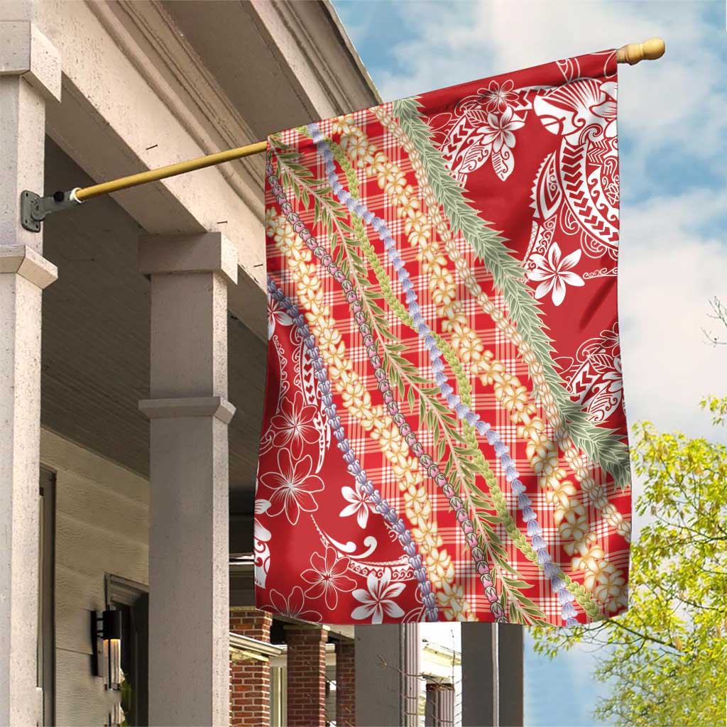 Red Palaka Hawaii Leis Garden Flag Hawaiian-plaid Elegant Tropical Vibes - Polynesian Pride