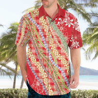 Red Palaka Hawaii Leis Hawaiian Shirt Hawaiian-plaid Elegant Tropical Vibes - Polynesian Pride