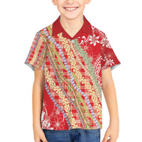 Red Palaka Hawaii Leis Hawaiian Shirt Hawaiian-plaid Elegant Tropical Vibes - Polynesian Pride