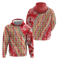 Red Palaka Hawaii Leis Hoodie Hawaiian-plaid Elegant Tropical Vibes - Polynesian Pride