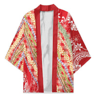 Red Palaka Hawaii Leis Kimono Hawaiian-plaid Elegant Tropical Vibes - Polynesian Pride