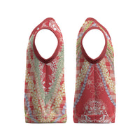 Red Palaka Hawaii Leis Christmas Knitted V-Neck Vest Hawaiian-plaid Elegant Tropical Vibes - Polynesian Pride