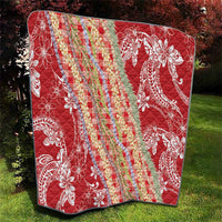 Red Palaka Hawaii Leis Quilt Hawaiian-plaid Elegant Tropical Vibes - Polynesian Pride