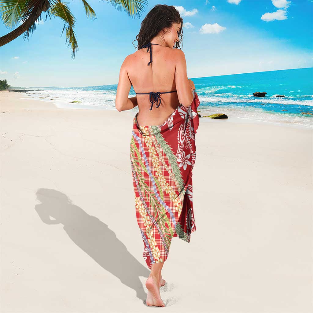 Red Palaka Hawaii Leis Sarong Hawaiian-plaid Elegant Tropical Vibes - Polynesian Pride