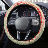 Red Palaka Hawaii Leis Steering Wheel Cover Hawaiian-plaid Elegant Tropical Vibes - Polynesian Pride