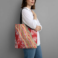 Red Palaka Hawaii Leis Tote Bag Hawaiian-plaid Elegant Tropical Vibes - Polynesian Pride