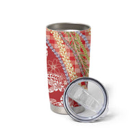 Red Palaka Hawaii Leis Tumbler Cup Hawaiian-plaid Elegant Tropical Vibes - Polynesian Pride