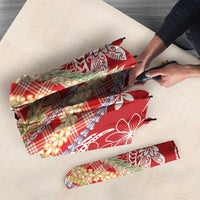 Red Palaka Hawaii Leis Umbrella Hawaiian-plaid Elegant Tropical Vibes - Polynesian Pride