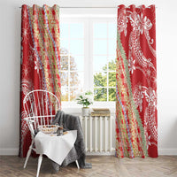 Red Palaka Hawaii Leis Window Curtain Hawaiian-plaid Elegant Tropical Vibes - Polynesian Pride