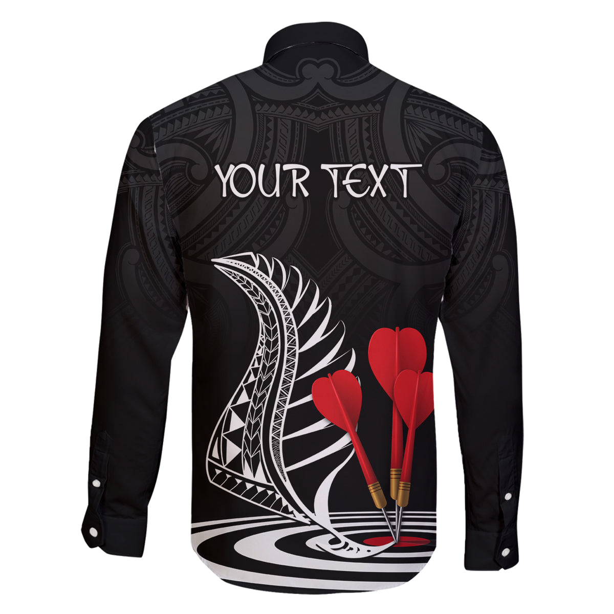 Personalised New Zealand Darts Family Matching Long Sleeve Bodycon Dress and Hawaiian Shirt Aotearoa Maori Fern Bring It On LT14 - Polynesian Pride