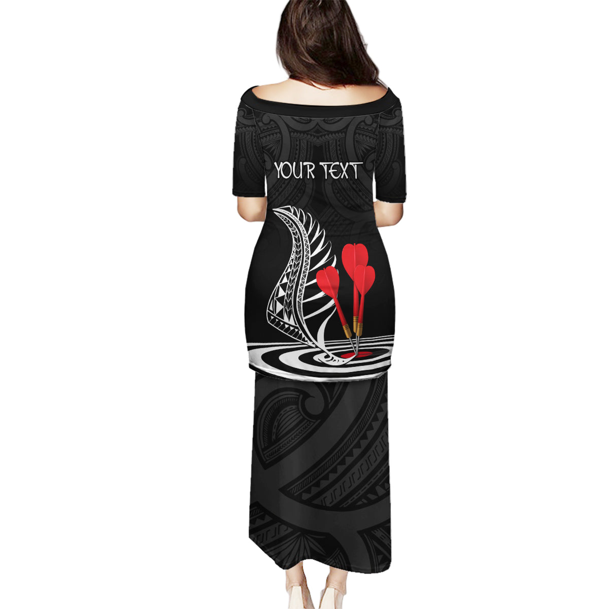 Personalised New Zealand Darts Family Matching Puletasi Dress and Hawaiian Shirt Aotearoa Maori Fern Bring It On LT14 - Polynesian Pride