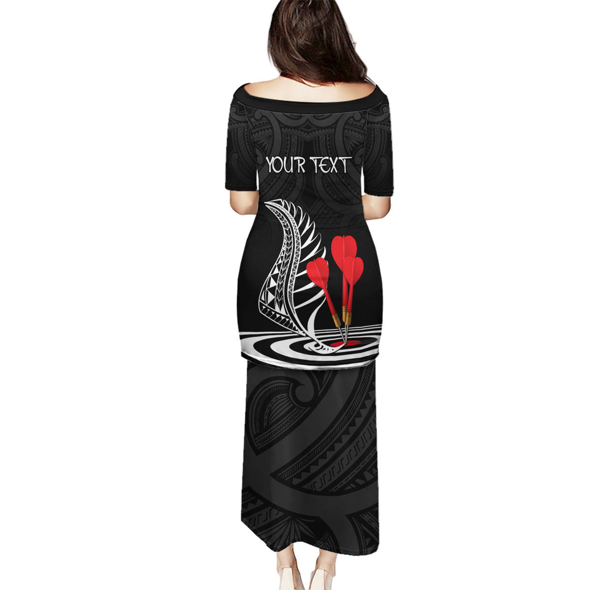 Personalised New Zealand Darts Puletasi Aotearoa Maori Fern Bring It On LT14 - Polynesian Pride