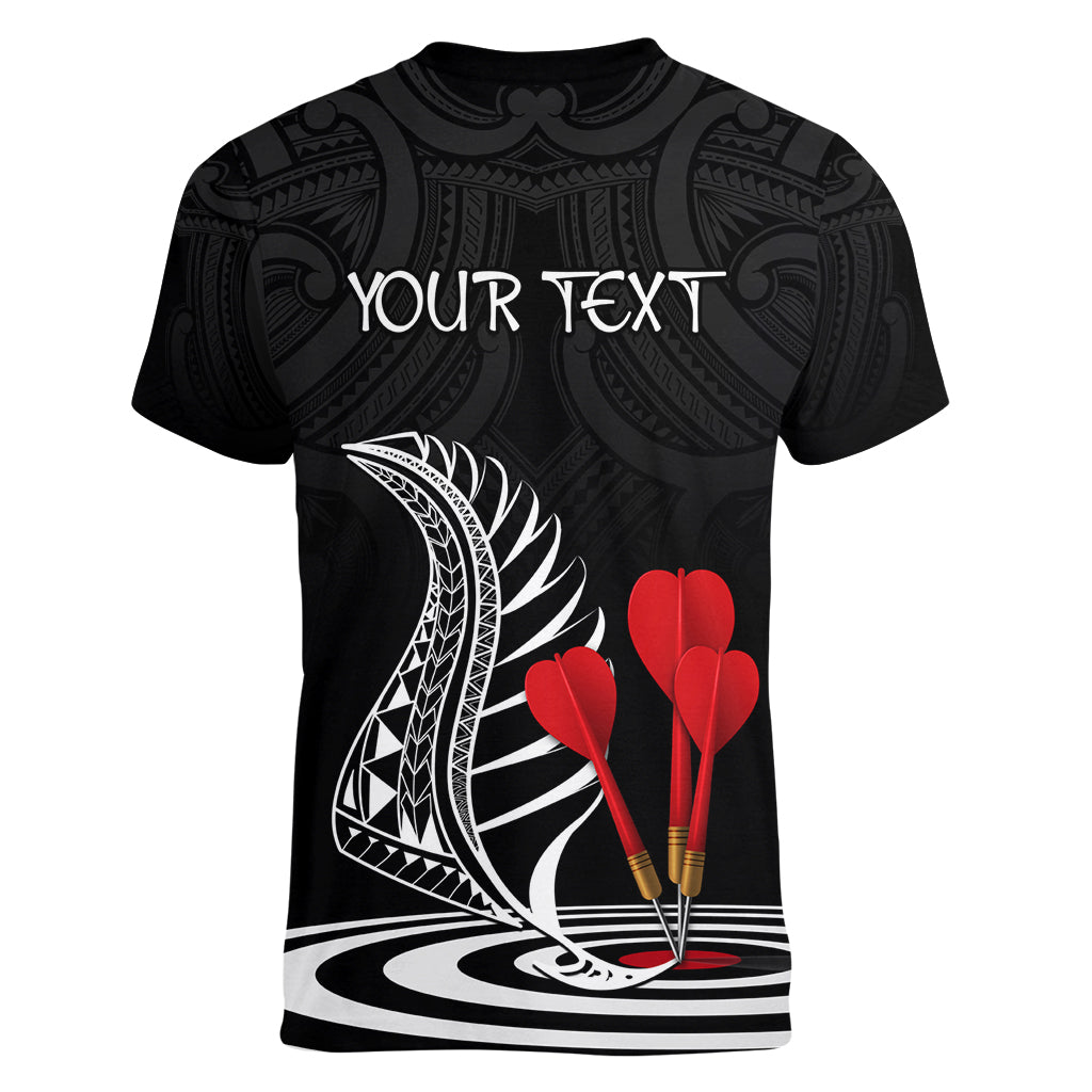 Personalised New Zealand Darts Women V Neck T Shirt Aotearoa Maori Fern Bring It On LT14 - Polynesian Pride