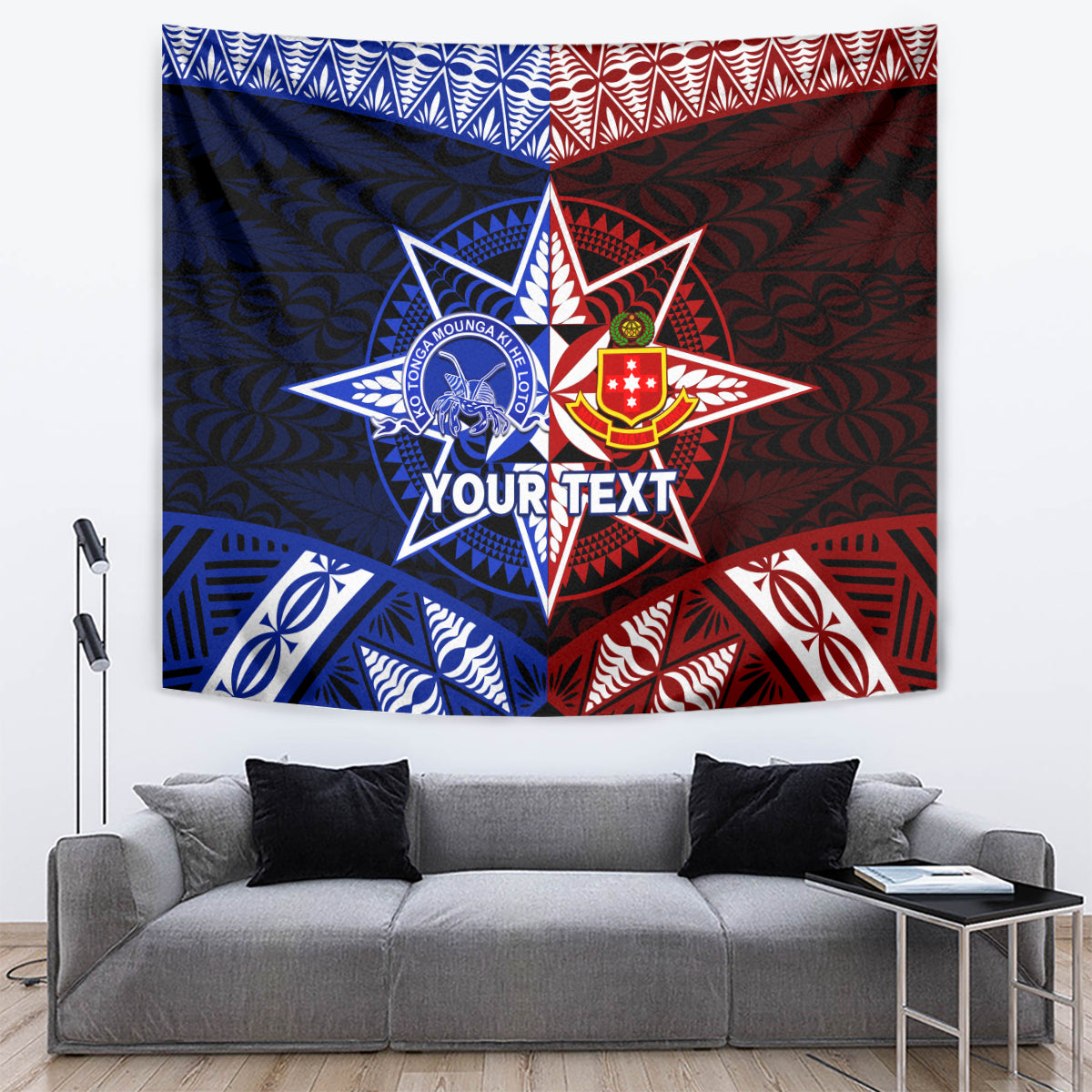 Personalised Tupou College And Kolisi Tonga Atele Tapestry Tongan Ngatu Pattern LT14 - Polynesian Pride