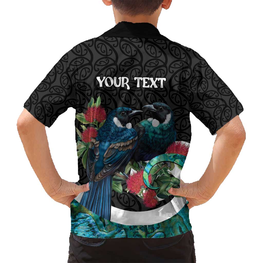 Personalised Valentine's Day New Zealand Family Matching Summer Maxi Dress and Hawaiian Shirt Tui Bird Couple Kowhaiwhai Mix Pohutukawa LT14 - Polynesian Pride