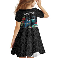 Personalised Valentine's Day New Zealand Family Matching Summer Maxi Dress and Hawaiian Shirt Tui Bird Couple Kowhaiwhai Mix Pohutukawa LT14 - Polynesian Pride