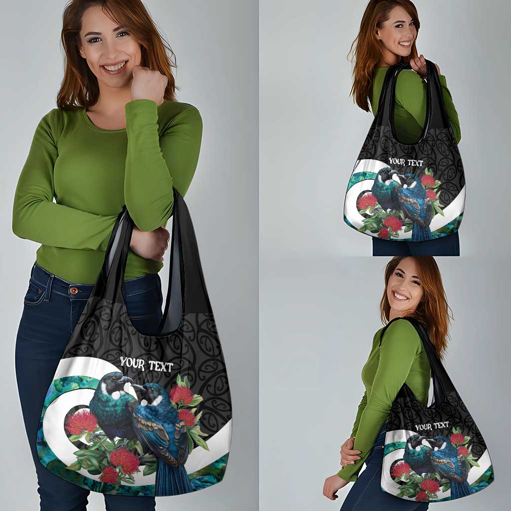 Personalised Valentine's Day New Zealand Grocery Bag Tui Bird Couple Kowhaiwhai Mix Pohutukawa