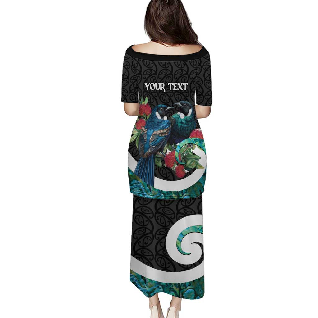 Personalised Valentine's Day New Zealand Puletasi Tui Bird Couple Kowhaiwhai Mix Pohutukawa