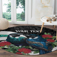 Personalised Valentine's Day New Zealand Round Carpet Tui Bird Couple Kowhaiwhai Mix Pohutukawa LT14 - Polynesian Pride
