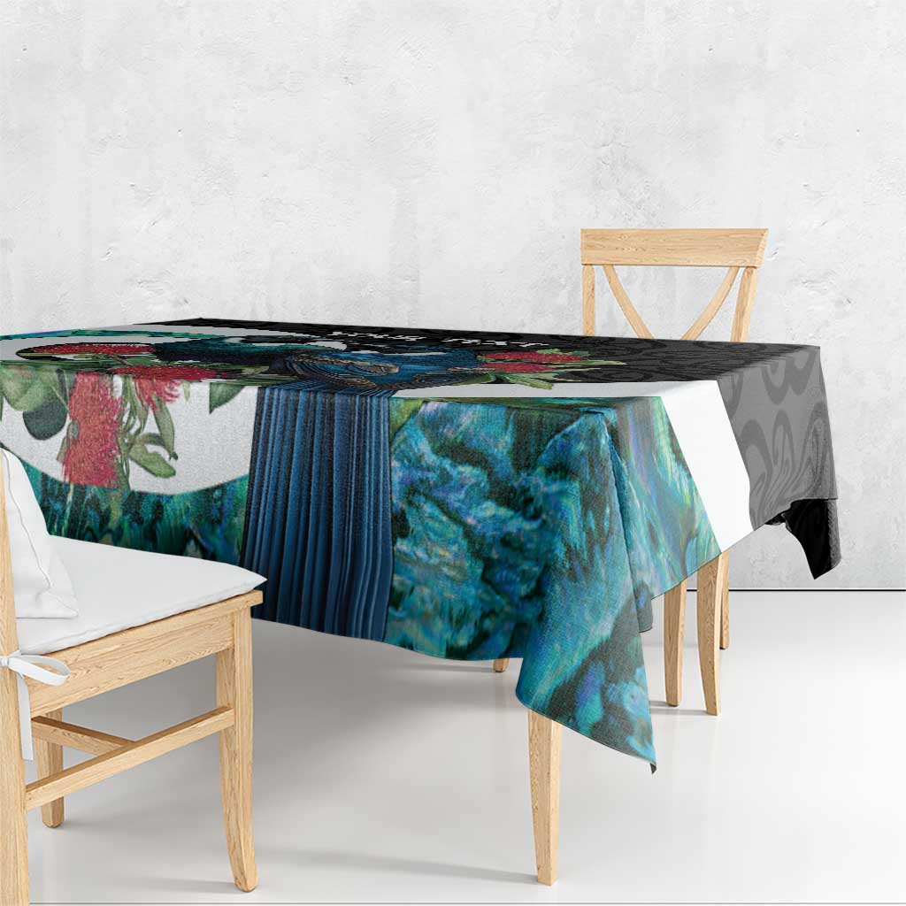 Personalised Valentine's Day New Zealand Tablecloth Tui Bird Couple Kowhaiwhai Mix Pohutukawa
