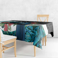 Personalised Valentine's Day New Zealand Tablecloth Tui Bird Couple Kowhaiwhai Mix Pohutukawa