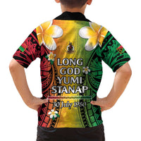 Vanuatu Independence Day Family Matching Off Shoulder Short Dress and Hawaiian Shirt Long God Yumi Stanap Happy 45th Anniversary LT14