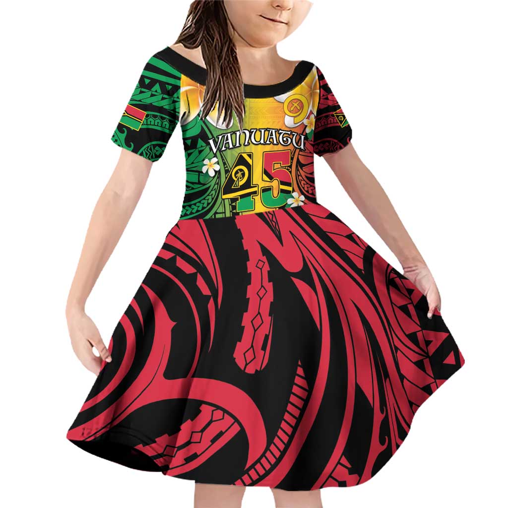 Vanuatu Independence Day Family Matching Off Shoulder Short Dress and Hawaiian Shirt Long God Yumi Stanap Happy 45th Anniversary LT14