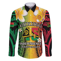 Vanuatu Independence Day Family Matching Off Shoulder Short Dress and Hawaiian Shirt Long God Yumi Stanap Happy 45th Anniversary LT14