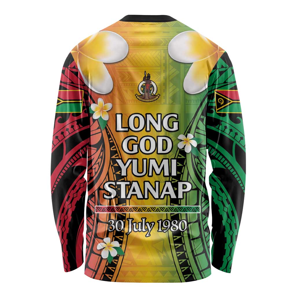 Vanuatu Independence Day Long Sleeve Shirt Long God Yumi Stanap Happy 45th Anniversary LT14