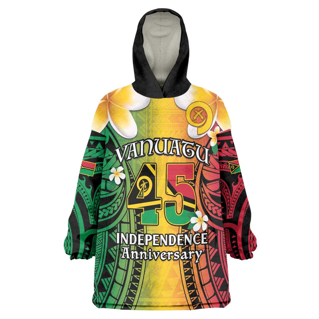 Vanuatu Independence Day Wearable Blanket Hoodie Long God Yumi Stanap Happy 45th Anniversary LT14