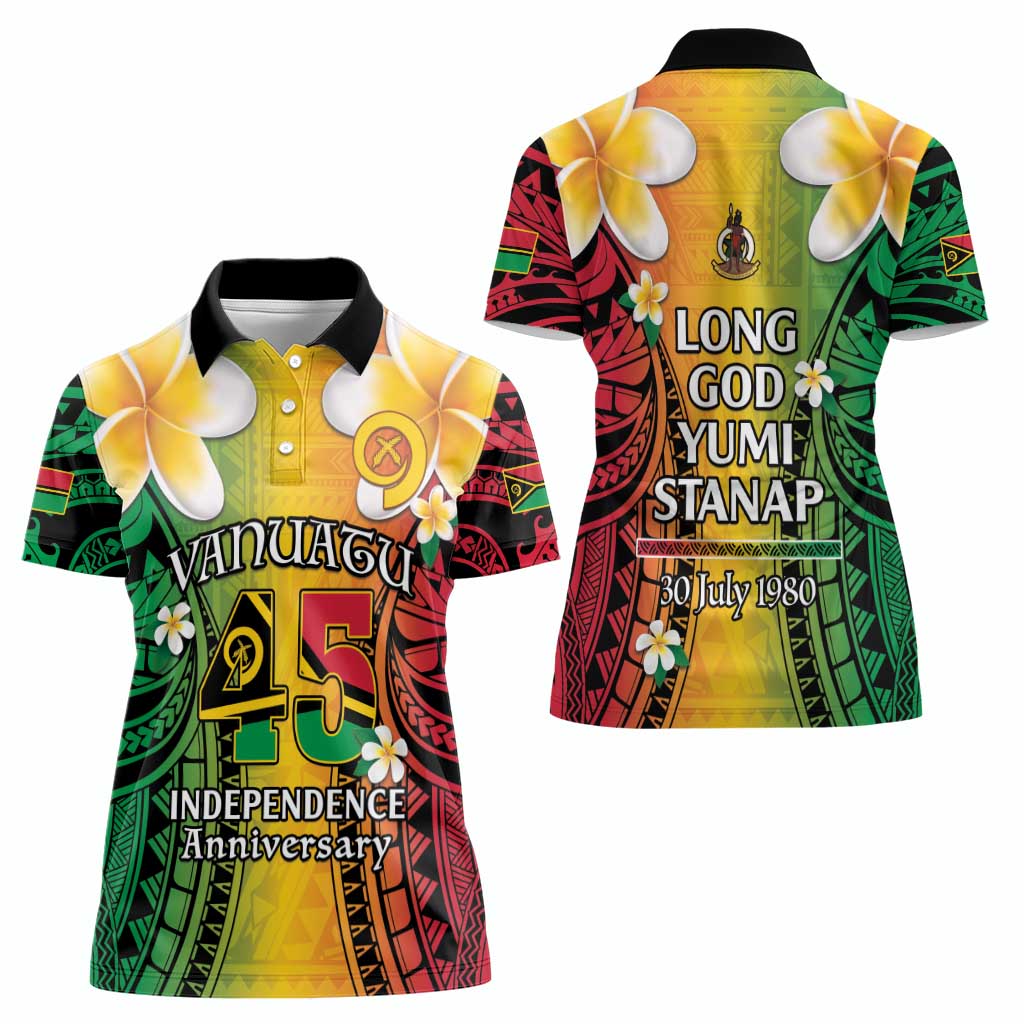 Vanuatu Independence Day Women Polo Shirt Long God Yumi Stanap Happy 45th Anniversary LT14