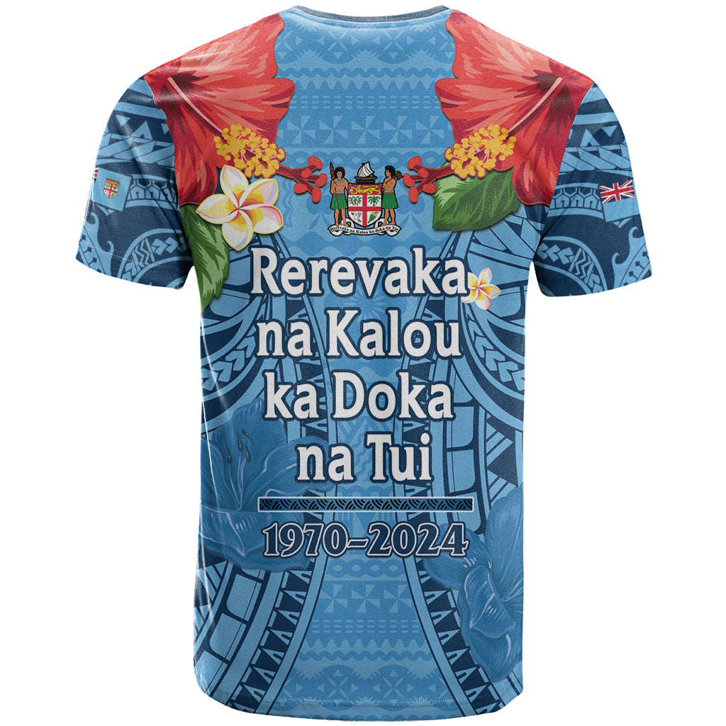 Fiji Day T Shirt Happy 54 Years Of Independence Tapa Pattern Blue