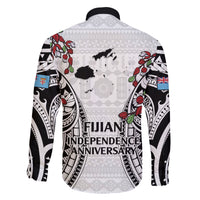 Fiji Day Family Matching Long Sleeve Bodycon Dress and Hawaiian Shirt Happy 54 Years Of Independence Tapa Pattern White
