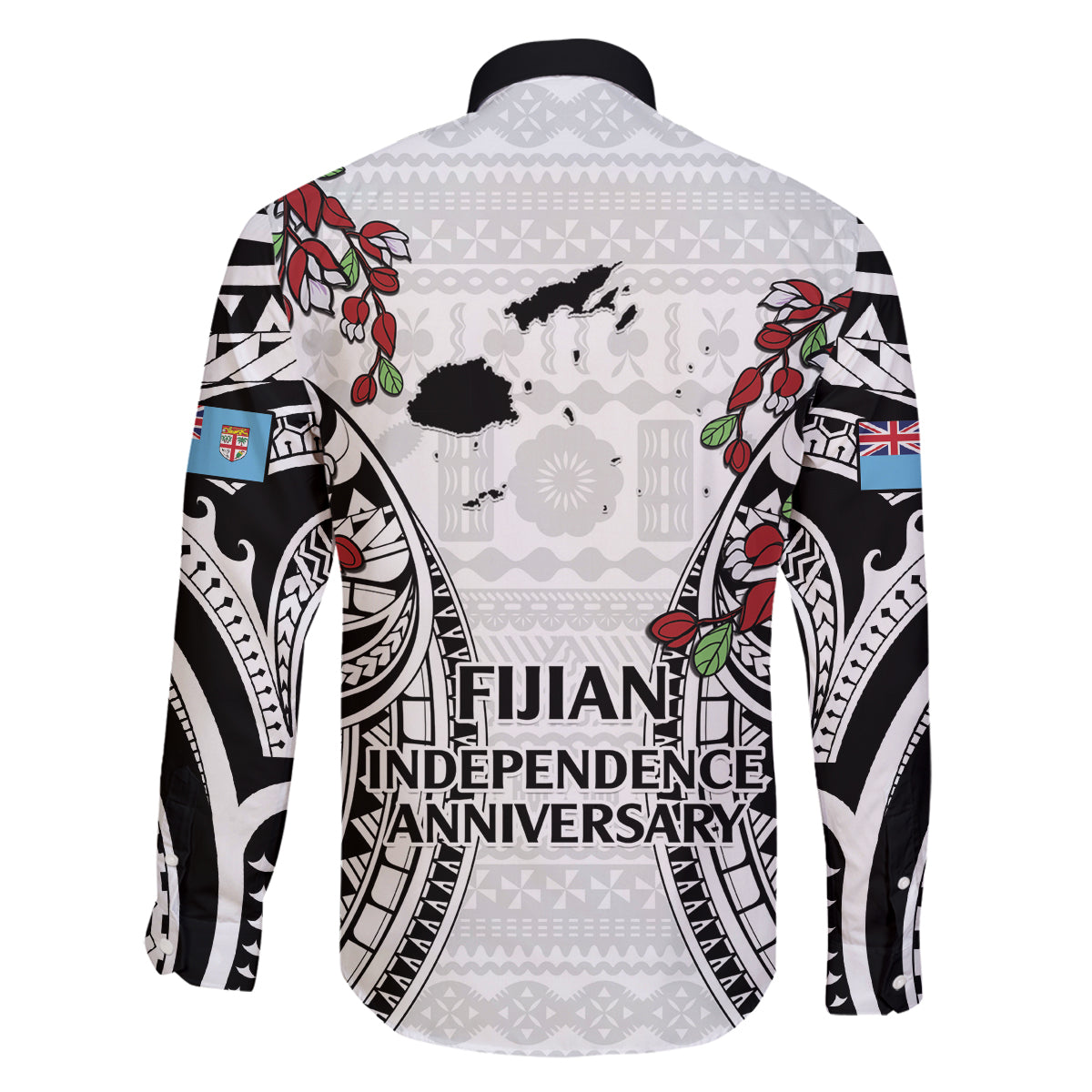 Fiji Day Family Matching Tank Maxi Dress and Hawaiian Shirt Happy 54 Years Of Independence Tapa Pattern White