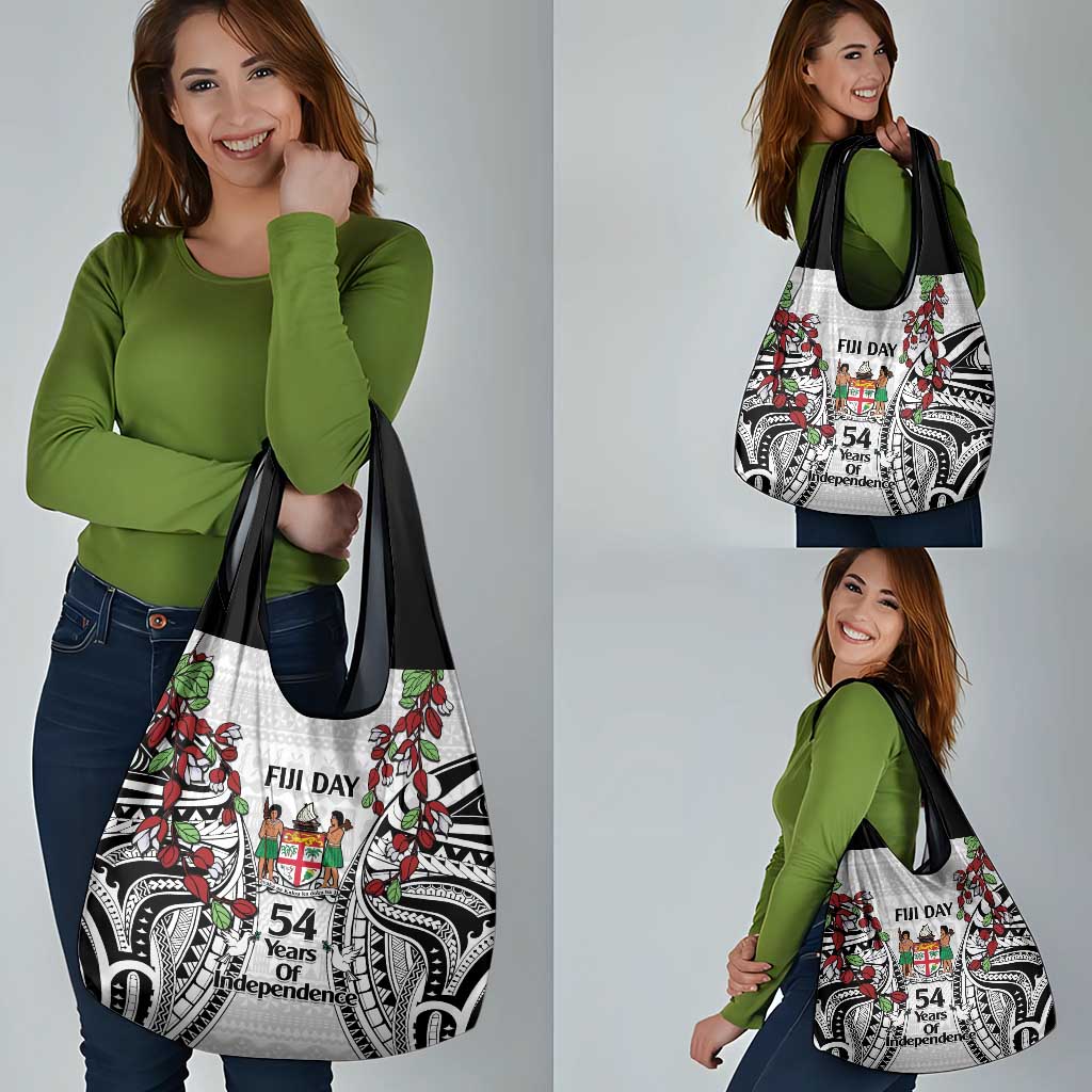 Fiji Day Grocery Bag Happy 54 Years Of Independence Tapa Pattern White