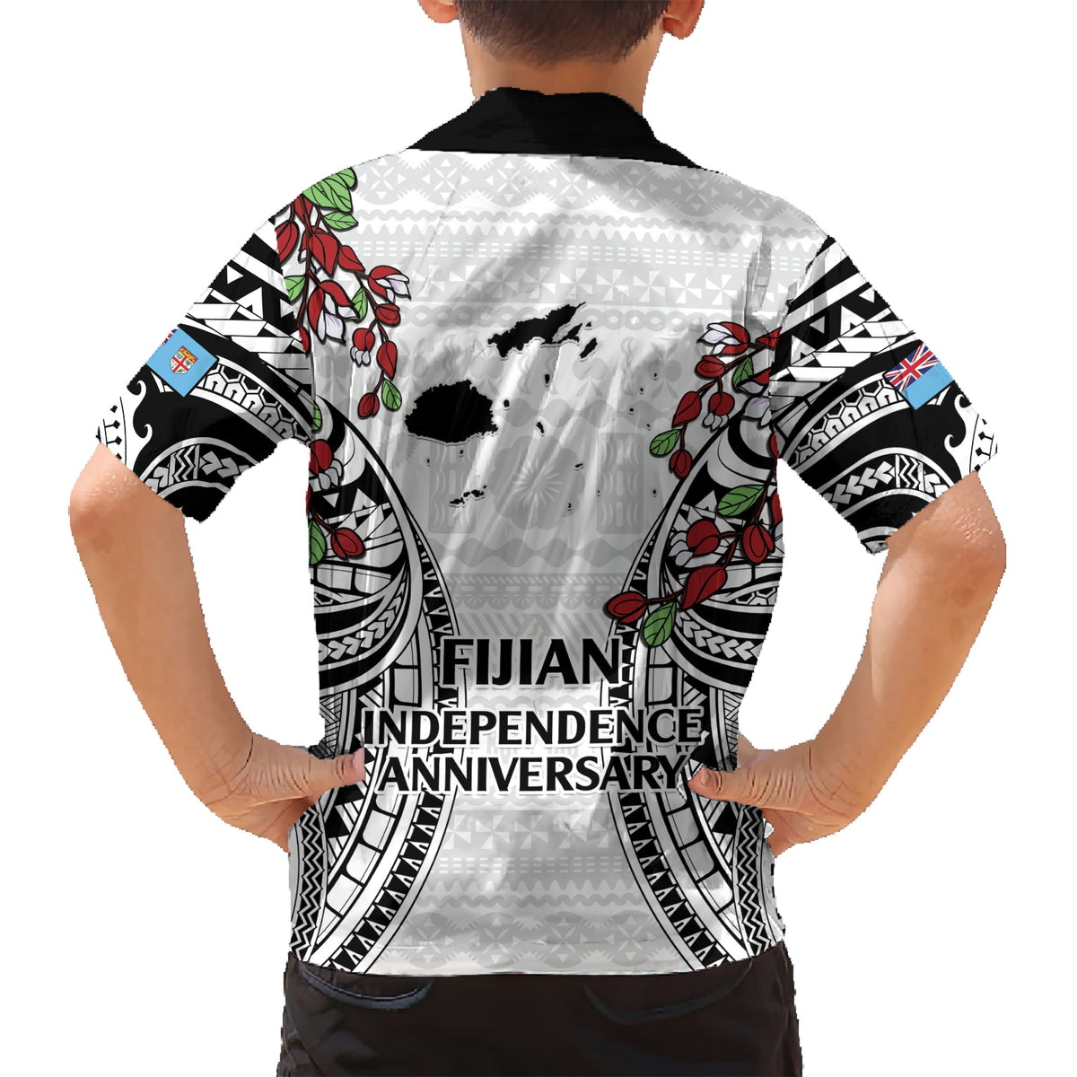 Fiji Day Kid Hawaiian Shirt Happy 54 Years Of Independence Tapa Pattern White LT14 - Polynesian Pride