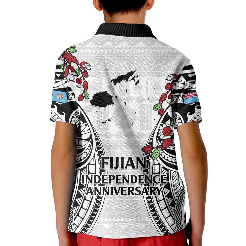 Fiji Day Kid Polo Shirt Happy 54 Years Of Independence Tapa Pattern White