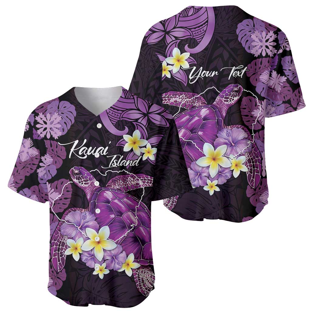 Personalised Aloha Hawaii Kauai Island Baseball Jersey Garden Isle Map Sea Turtle Plumeria LT14 - Polynesian Pride